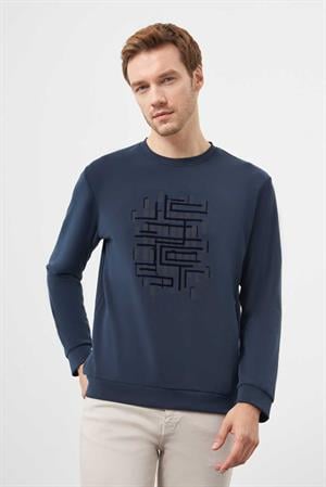 Morven Erkek Lacivert Trend Bisiklet Yaka Sweat-Shirt