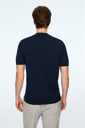 Morven Erkek Lacivert Trend Bisiklet Yaka Rayon Triko T-Shirt