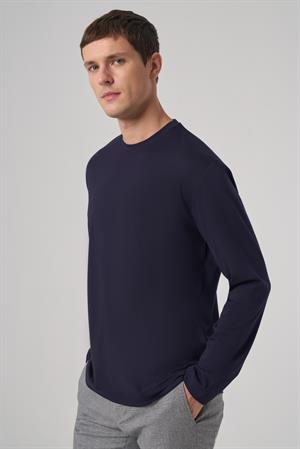 Morven Erkek Lacivert Trend Bisiklet Yaka Rayon Sweatshirt