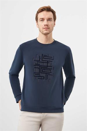 Morven Erkek Lacivert Trend Bisiklet Yaka Sweat-Shirt