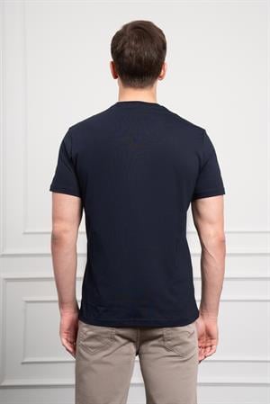 Morven Erkek Lacivert Trend Bisiklet Yaka Dinamik Fit Pamuk T-Shirt
