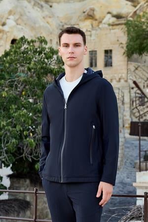 Morven Erkek Lacivert Trend Çift Taraflı Kapüşonlu Mont