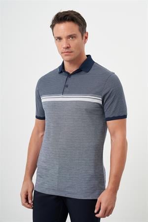 Morven Erkek Lacivert Trend Çizgili Polo Yaka Dynamic Fit T-Shirt