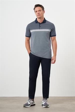 Morven Erkek Lacivert Trend Çizgili Polo Yaka Dynamic Fit T-Shirt