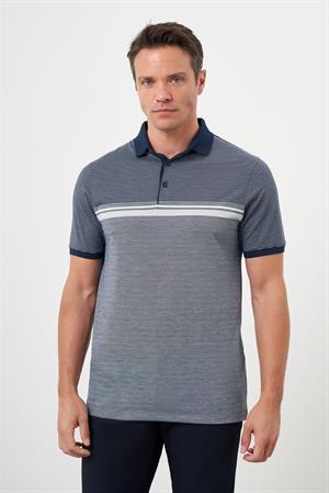 Morven Erkek Lacivert Trend Çizgili Polo Yaka Dynamic Fit T-Shirt