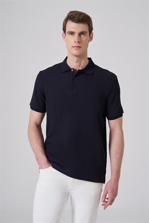 Morven Erkek Lacivert Trend Desenli Polo Yaka T-shirt