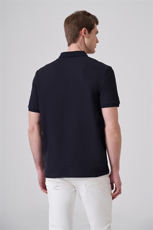 Morven Erkek Lacivert Trend Desenli Polo Yaka T-shirt