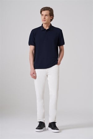 Morven Erkek Lacivert Trend Desenli Polo Yaka Tshirt