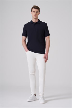 Morven Erkek Lacivert Trend Desenli Polo Yaka T-shirt