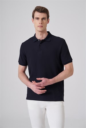 Morven Erkek Lacivert Trend Desenli Polo Yaka T-shirt