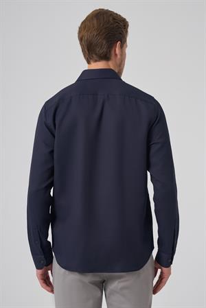 Morven Erkek Lacivert Trend Dynamic Fit Sert Yaka Gömlek