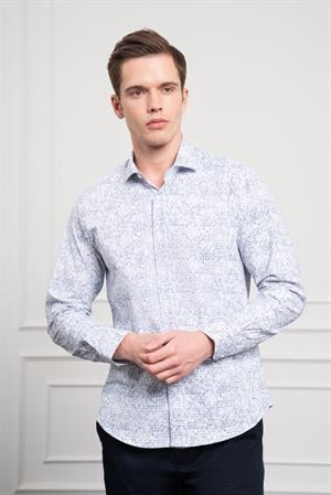 Morven Erkek Lacivert Trend Dynamic Fit İtalyan Yaka Gömlek