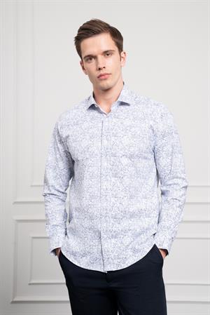 Morven Erkek Lacivert Trend Dynamic Fit İtalyan Yaka Gömlek