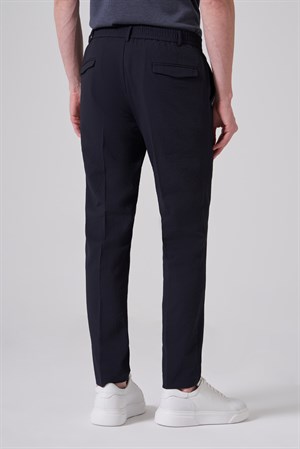 Morven Erkek Lacivert Trend Gofre Slim Fit Pantolon