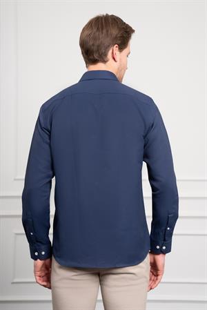 Morven Erkek Lacivert Trend İtalyan Yaka  Slim Fit Dar Kesim Gömlek