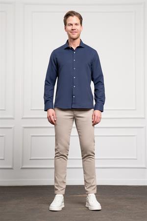 Morven Erkek Lacivert Trend İtalyan Yaka  Slim Fit Dar Kesim Gömlek