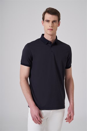 Morven Erkek Lacivert Trend Jakarlı Polo Yaka Dinamik Fit T-shirt