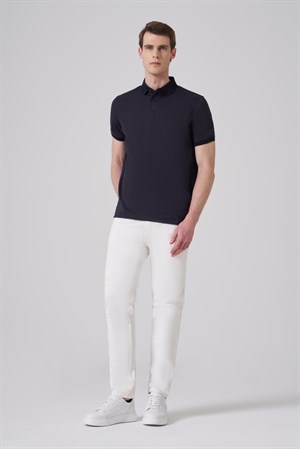 Morven Erkek Lacivert Trend Jakarlı Polo Yaka Dinamik Fit T-shirt