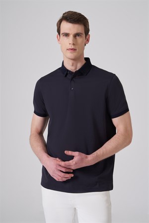 Morven Erkek Lacivert Trend Jakarlı Polo Yaka Dinamik Fit T-shirt