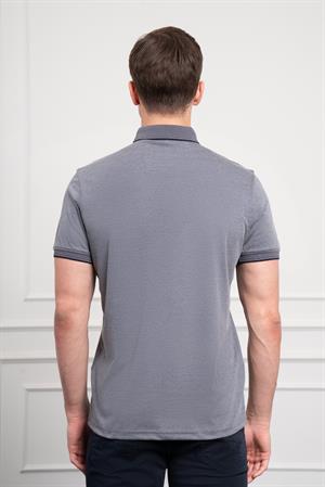 Morven Erkek Lacivert Trend Merserize Düz Düğmeli Yaka Dynamic Fit T-Shirt