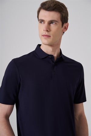 Morven Erkek Lacivert Trend Polo Yaka Rayon Dinamik Fit Tshirt