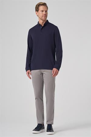 Morven Erkek Lacivert Trend Polo Yaka Rayon Sweatshirt