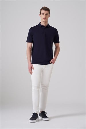 Morven Erkek Lacivert Trend Polo Yaka Rayon Dinamik Fit Tshirt