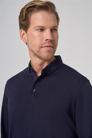 Morven Erkek Lacivert Trend Polo Yaka Rayon Sweatshirt
