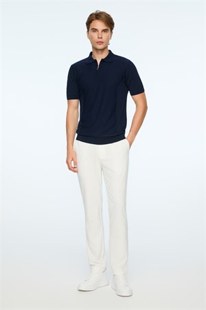Morven Erkek Lacivert Trend Polo Yaka Rayon Triko T-Shirt