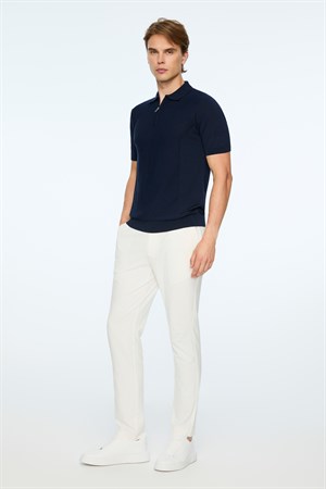 Morven Erkek Lacivert Trend Polo Yaka Rayon Triko T-Shirt