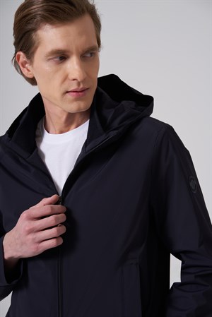 Morven Erkek Lacivert Trend Polyester Kapüşonlu Bomber Mont