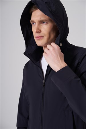 Morven Erkek Lacivert Trend Polyester Kapüşonlu Bomber Mont