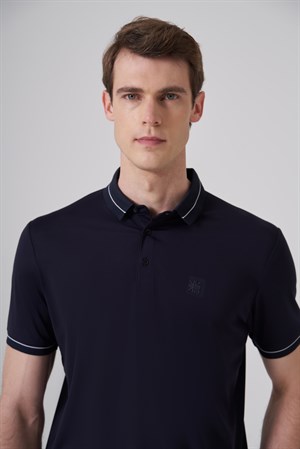 Morven Erkek Lacivert Trend Rayon Pike Polo Yaka Dinamik Fit Tshirt