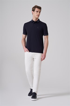 Morven Erkek Lacivert Trend Rayon Pike Polo Yaka Dinamik Fit Tshirt