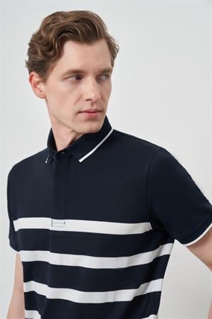 Morven Erkek Lacivert Trend Rınger Polo Yaka T-Shirt