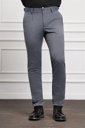 Morven Erkek Lacivert Trend Slim Fit Dar Kesim Pileli Pantolon
