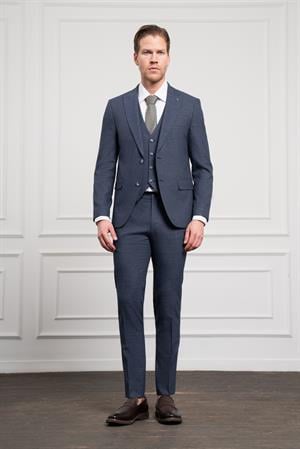 Morven Erkek Lacivert Trend Slim Fit Sivri Yaka Takım Elbise