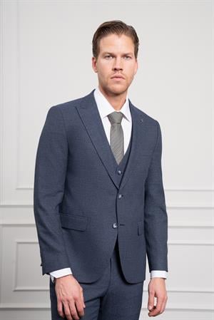 Morven Erkek Lacivert Trend Slim Fit Sivri Yaka Takım Elbise