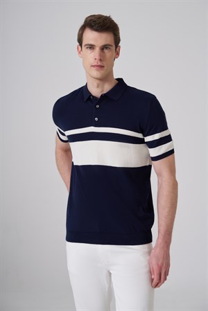 Morven Erkek Lacivert Trend Soft Pamuk Polo Yaka Triko T-Shirt