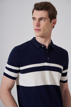 Morven Erkek Lacivert Trend Soft Pamuk Polo Yaka Triko T-Shirt