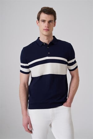 Morven Erkek Lacivert Trend Soft Pamuk Polo Yaka Triko T-Shirt