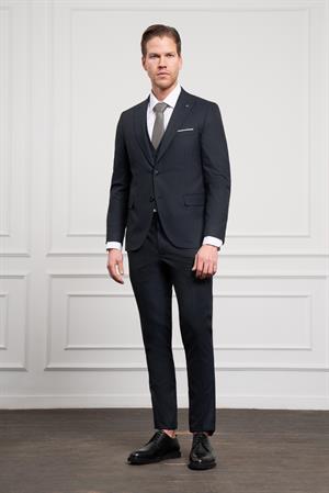 Morven Erkek Lacivert Trend Yelekli Slim Fit Dar Kesim Sivri Yaka Takım Elbise