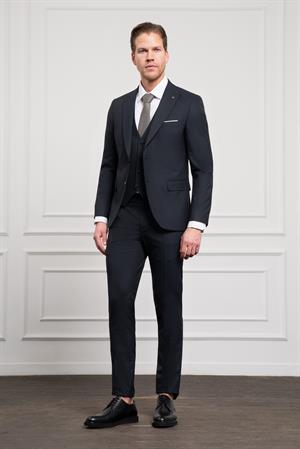 Morven Erkek Lacivert Trend Yelekli Slim Fit Dar Kesim Sivri Yaka Takım Elbise