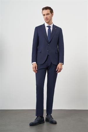 Morven Erkek Lacivert Yün Slim Fit Mono Yaka Takım Elbise