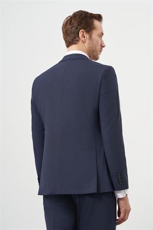 Morven Erkek Lacivert Yün Slim Fit Mono Yaka Takım Elbise