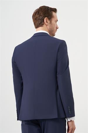 Morven Erkek Lacivert Yün Slim Fit Mono Yaka Takım Elbise