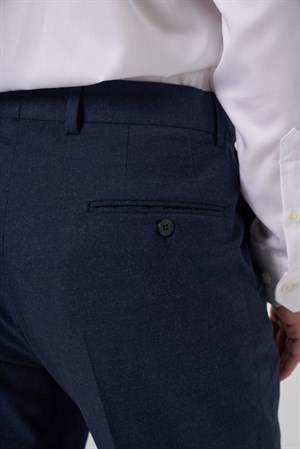 Morven Erkek Lacivert Yünlü Düz Dynamic Fit Pantolon