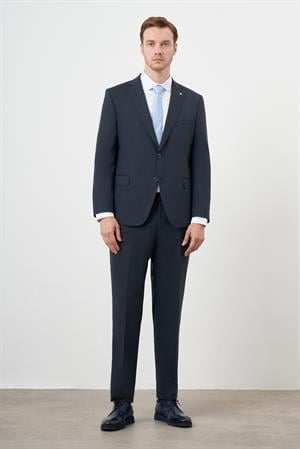 Morven Erkek Lacivert Yünlü Platinium 4-Drop Dynamic Fit Mono Yaka Takım Elbise