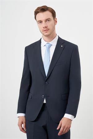 Morven Erkek Lacivert Yünlü Platinium 4-Drop Dynamic Fit Mono Yaka Takım Elbise