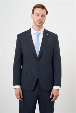 Morven Erkek Lacivert Yünlü Platinium 4-Drop Dynamic Fit Mono Yaka Takım Elbise